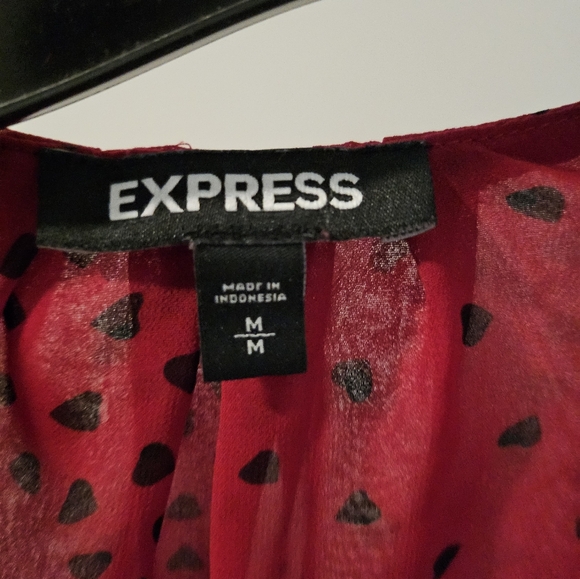 Red heart-shaped Polka Dot Wrap Top - Picture 3 of 8